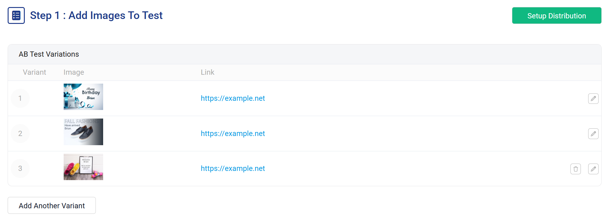 Uploading image variants for A/B test