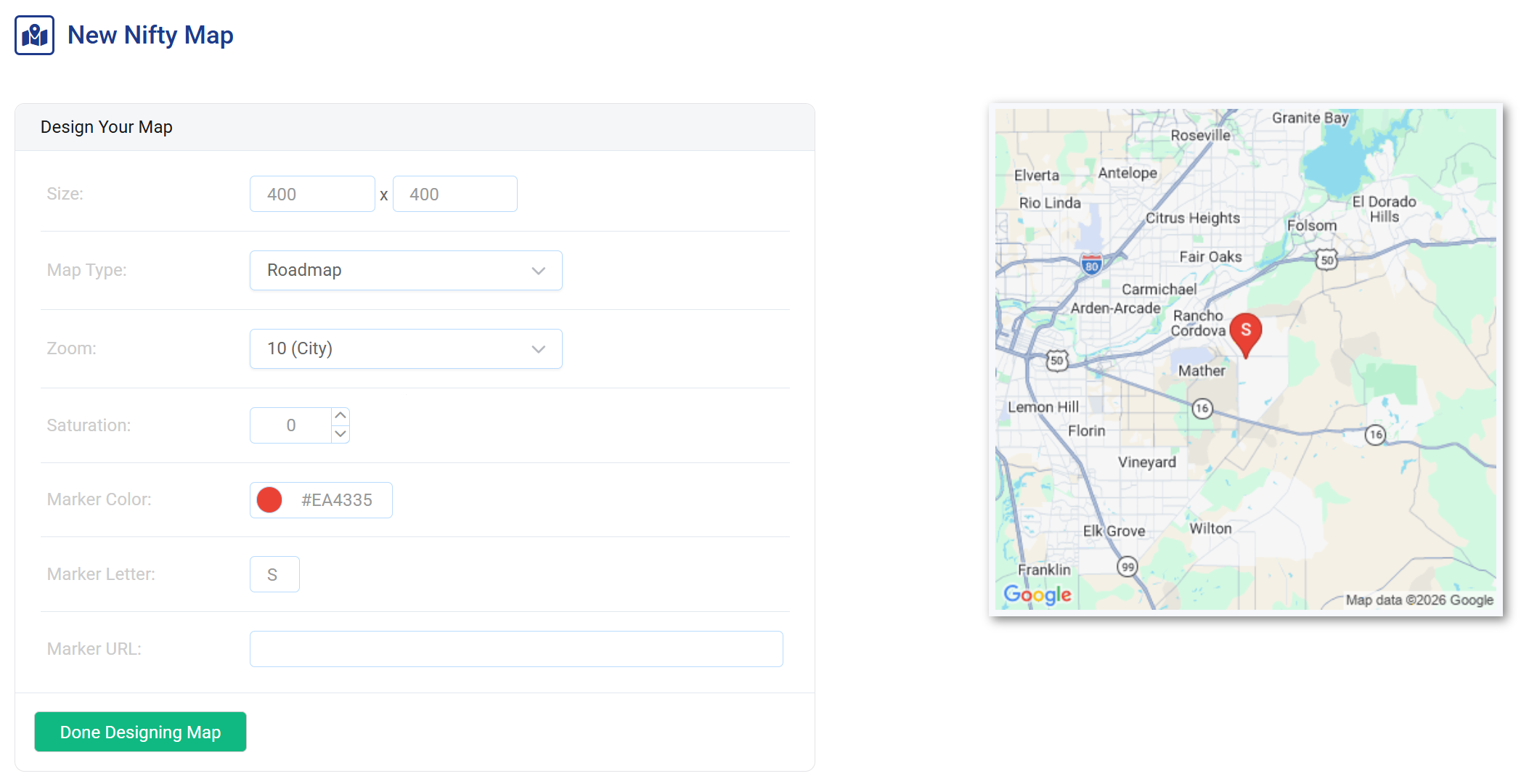 Map design and styling controls