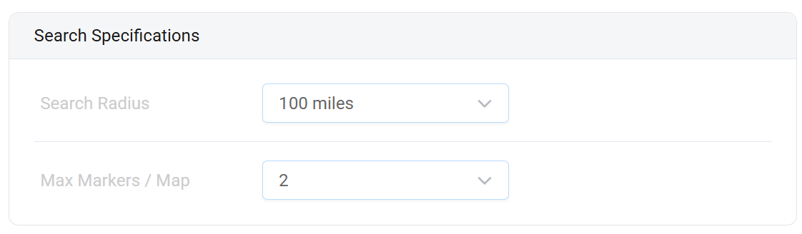 Map configuration with location inputs