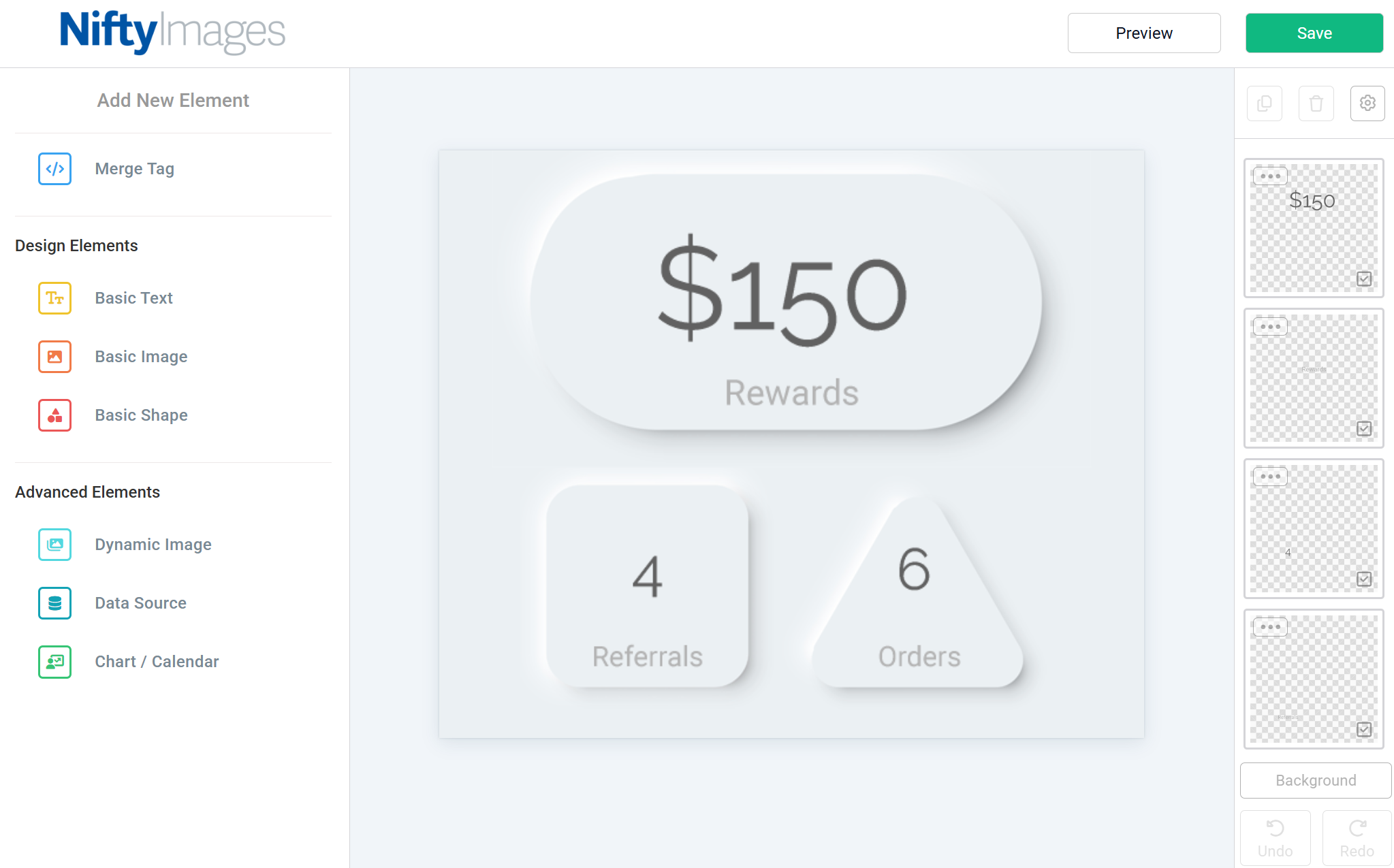 Personalized image editor with layers